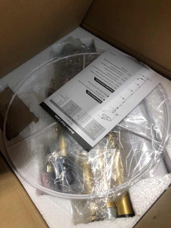 Photo 1 of ?Upgraded?Dimmable Gold Floor Lamps for Living Room, 11W LED Bulb Included, Modern Standing Lamp with Marble Base, Tall Pole Light with White Linen Shade for Bedroom Reading Office Corner Nursery