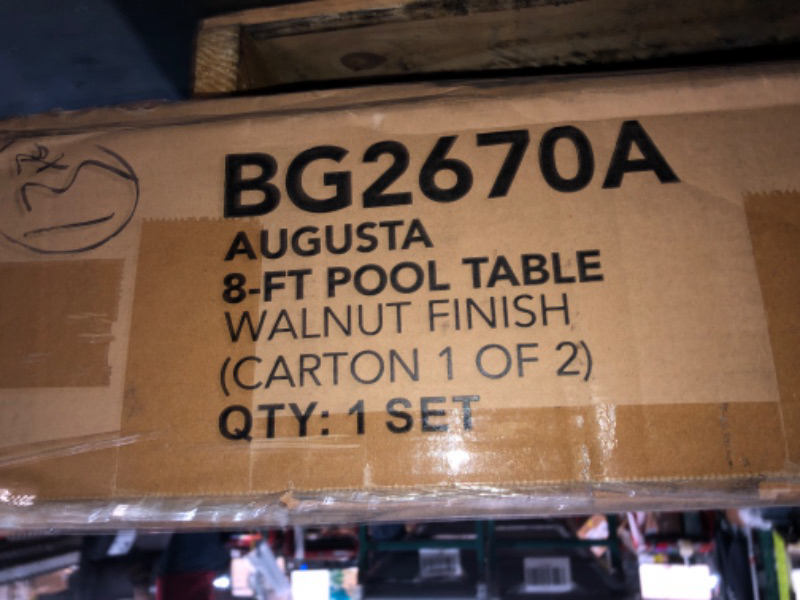 Photo 1 of ***PARTIAL SET***(TRUCK OR TRAILER PICKUP)
Hathaway Augusta 8 Foot Pool Table with Complete Accessories – Classic Full Size Billiard Table for Home Use – Classic Ball and Claw Legs, Inlaid Sights, K-66 Cushions – Walnut Finish with Camel Felt