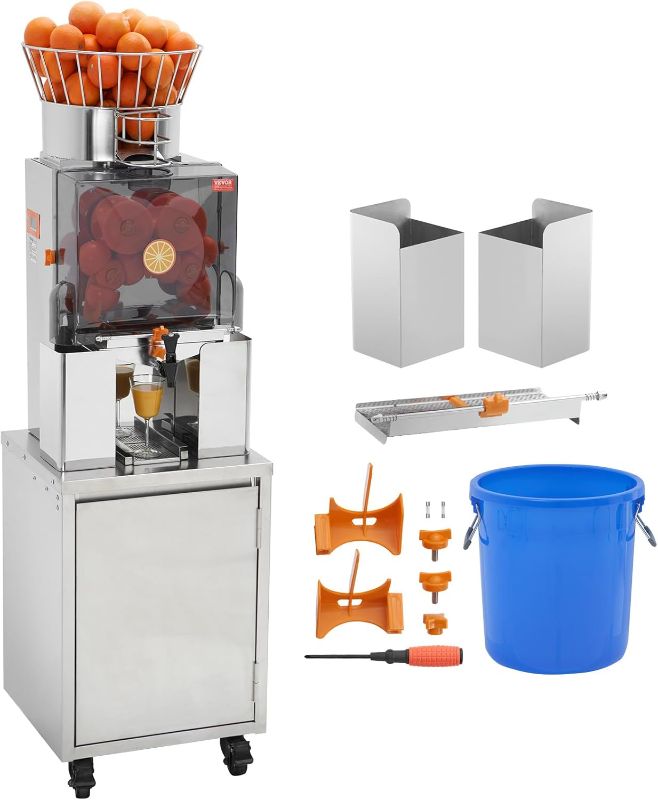Photo 1 of ***FOR PARTS ONLY***(READ NOTES)
VEVOR Commercial Orange Juicer, 120W Automatic Feeding Juice Extractor with Water Tap, Stainless Steel Juicer Machine 25 Oranges/Minute, with Pull-Out Filter Box, PC Cover, 3 Peel Collecting Buckets