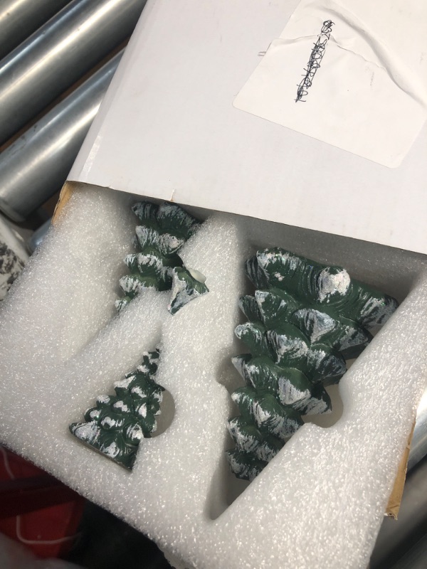 Photo 1 of ***DAMAGED - SEE NOTES/PICTURES*** ZTTM 3 Pieces with a Sense of Layering and Staggered Heights Winter Wonderland Village Scene Pines Accessory Figurine Set, Christmas Village Trees Decorations,Green