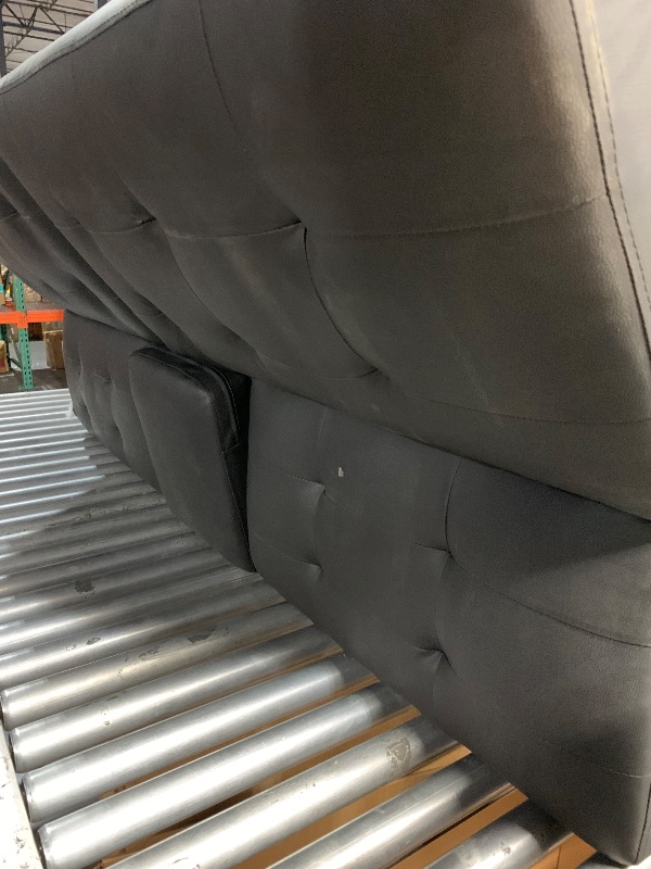 Photo 1 of ***Damaged/ See Notes for details*** Shintenchi Futon Sofa Bed, Leather Foldable Couch, Reclining Sleeper w/Removable Armrests, Upholstered Loveseat w/Folding Cup Holders for Home, Office, Black