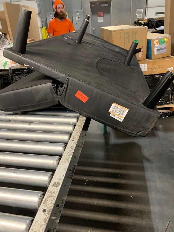 Photo 1 of ***Damaged/ See Notes for details*** Shintenchi Futon Sofa Bed, Leather Foldable Couch, Reclining Sleeper w/Removable Armrests, Upholstered Loveseat w/Folding Cup Holders for Home, Office, Black