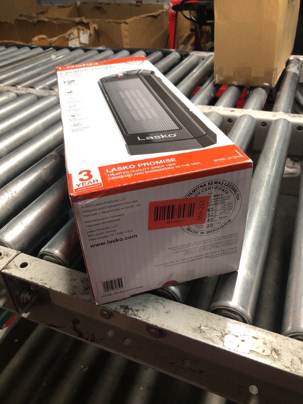 Photo 1 of ***FACTORY SEALED*** Lasko Oscillating Ceramic Space Heater for Home with Overheat Protection, Thermostat, and 3 Speeds, 15.7 Inches, Black, 1500W, CT16450, Small, 4 Pounds