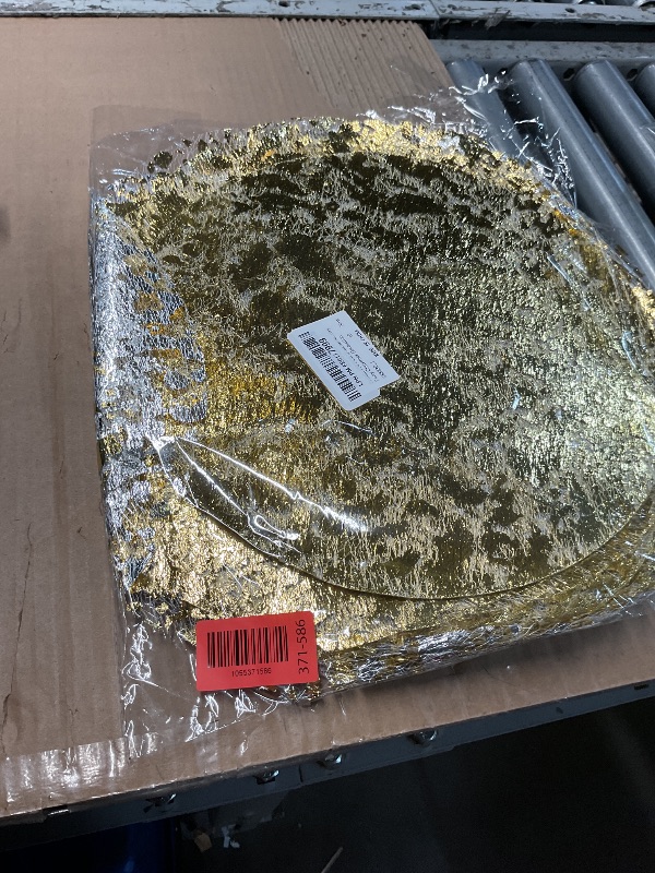 Photo 1 of ***(PARTIAL SET/ NOT A COMPLETE SET)***Ptwola 100 PCS Disposable Gold Round Placemats 13" Charger Metallic Foil Mesh Table Place Mats Pressed String Thin Decorative Doilies for Dining Wedding Holiday Birthday Party Christmas Decoration
