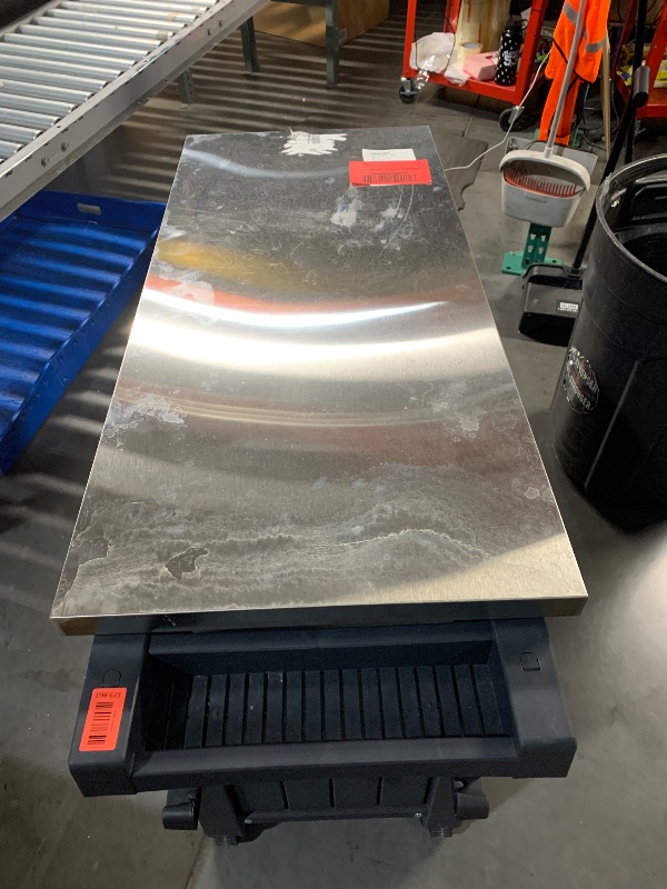 Photo 1 of Keter Unity XL Portable Outdoor Table with Stainless Steel Top for Kitchen Prep and Outdoor Storage Cabinet for Grilling Accessories, Dark Grey