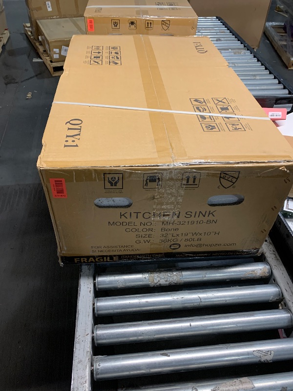 Photo 1 of ***FACTORY SEALED***
Miuara Fireclay Undermount Kitchen Sink 32 Inch Bone Color - Large Topmount Drop In Sink 32"x19"x10", Dual Mount Heavy Duty Deep Single Bowl, w 2 Custom Accessories, for Kitchen & Island