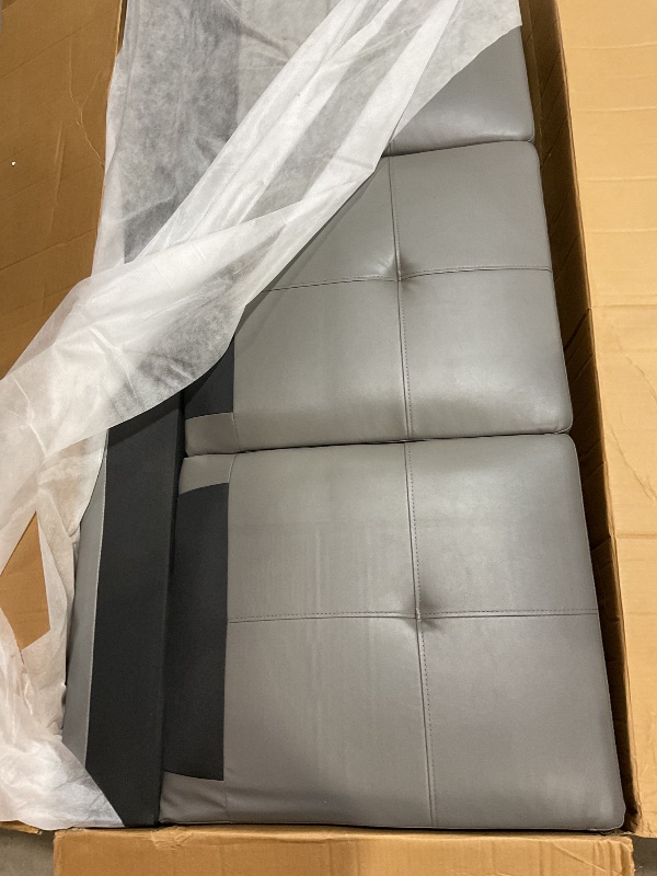 Photo 1 of **PARTIAL SET BOX 1 OF 2** Trygoal L Shaped Couches for Living Room, Leather Sectional Couch Living Room Furniture with Storage Ottoman, Modular Sectional Sofa with Movable Chaise for Apartment Office, Gray