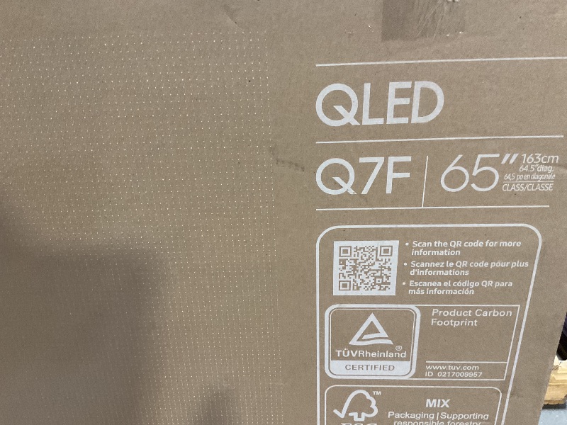 Photo 1 of **SCREEN NON-FUNCTIONAL (DAMAGED) / MISSING REEMOTE** Samsung 65-Inch Class QLED Q7F Series Samsung Vision AI Smart TV (2025 Model, 65Q7F) Quantum HDR, Object Tracking Sound Lite, Q4 AI Gen1 Processor, 4K upscaling, Gaming Hub, Alexa Built-in