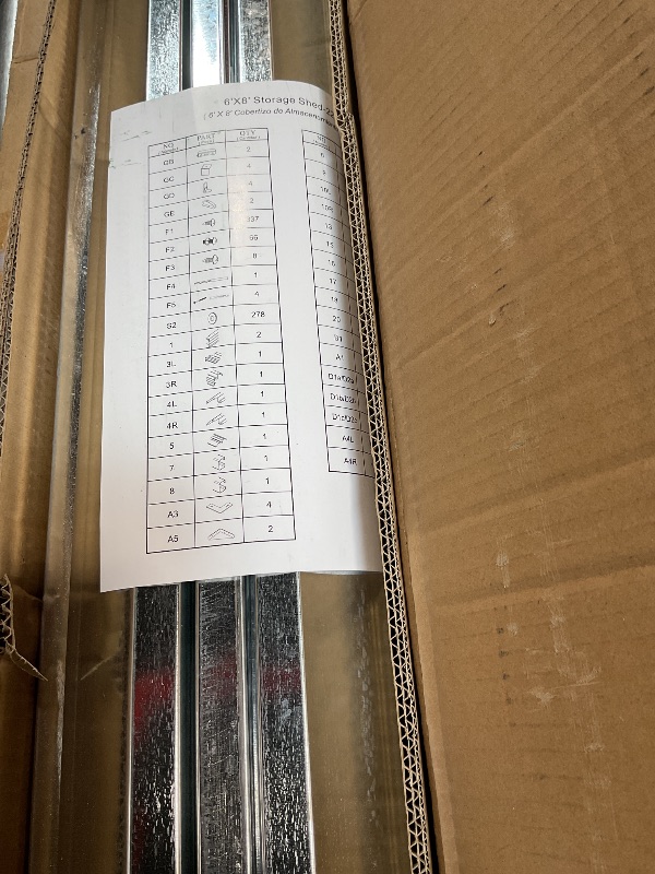 Photo 1 of **PARTIAL SET/BOX 1 OF 4** Verano Garden 8x6 FT Outdoor Storage Shed, Galvanized Steel Metal Garden Shed, Double Door W/Lock, Outdoor Storage Tool House for Backyard, Patio, Lawn