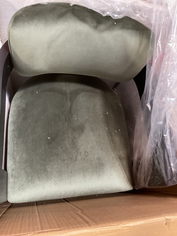 Photo 1 of ***FOR PARTS ONLY/DAMAGES PIECES*** Meridian Furniture 11078Green-C Sacha Collection Art Deco Stool with Ultra Luxe Green Velvet, 460 GSM Velvet, Solid Wood Black Finish, Fluted Wood, 20.5" W x 21" D x 37.5" H, Green