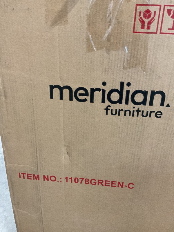 Photo 1 of ***FOR PARTS ONLY/DAMAGES PIECES*** Meridian Furniture 11078Green-C Sacha Collection Art Deco Stool with Ultra Luxe Green Velvet, 460 GSM Velvet, Solid Wood Black Finish, Fluted Wood, 20.5" W x 21" D x 37.5" H, Green