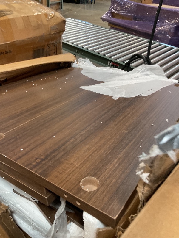 Photo 1 of *Missing hardware*1Easylife 78.74 Inches Long Dining Table for 6, All Wooden Rectangle Kitchen Table, Vintage Dinner Table, Large Dining Room Tables with Half Round Pedestal Fence Design, Deep Brown