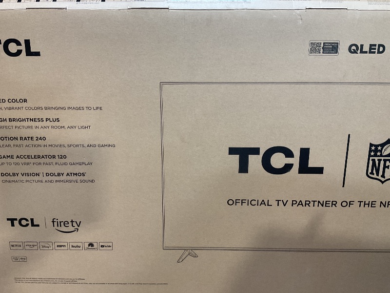 Photo 1 of ****BROKEN DAMAGED TELEVISION PARTS ONLY**** TCL 55-Inch Class Q65 QLED 4K Smart TV with Fire TV (55Q651F, 2024 Model), Dolby Vision, HDR PRO+, Dolby Atmos, Alexa Built-in with Voice Remote, Apple AirPlay 2 Compatibility, Streaming Television