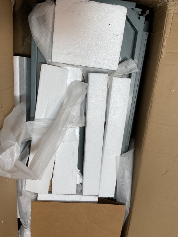 Photo 1 of **FOR SALVAGABLE PARTS/ NON-FUNCTIONAL** Solid Wood Console Table Sofa Table, Entryway Console Table with 3 Drawers + Open Shelves Storage, Mid-Century Consoles Tables Farmhouse for Living Room Bedroom Entry Hallway, Navy