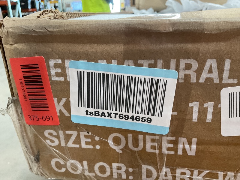 Photo 1 of **MISSING ASSSEMBLY PIECES*** NTC Lupin Wooden Bed Frame with Headboard and Natural Rattan, Solid Oak/Rubber Wood Foundation with Silent Slats, 1000 Lb Capacity, Effortless Assembly (Natural Cane - Dark Walnut, Queen)