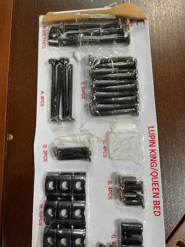 Photo 1 of **MISSING ASSSEMBLY PIECES*** NTC Lupin Wooden Bed Frame with Headboard and Natural Rattan, Solid Oak/Rubber Wood Foundation with Silent Slats, 1000 Lb Capacity, Effortless Assembly (Natural Cane - Dark Walnut, Queen)