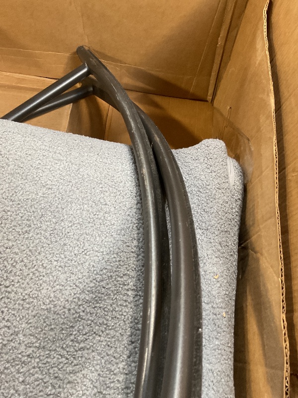 Photo 1 of **MISSING HARDWARE. MINOR USE WEAR. **Blue cushioned rocking chair with metal frame