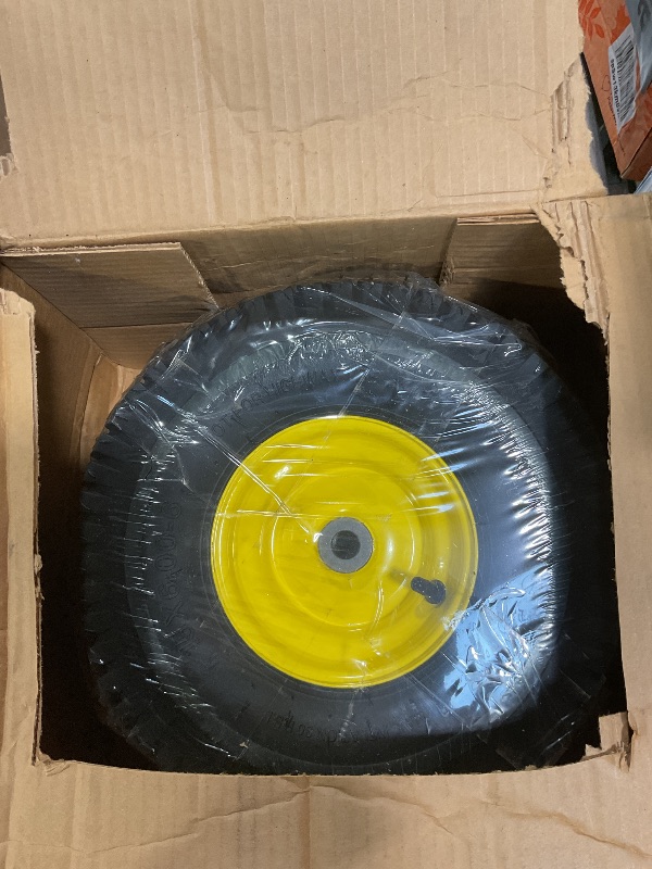 Photo 1 of 1PCS 15x6.00-6 Lawn Mower Tires, 4 Ply Tubeless 15x6-6 Front Tire Assembly Replacement for Craftsman/John Deere/Cub Cadet Riding Mowers,570lbs Capacity,3" Offset Hub,3/4" Bushing