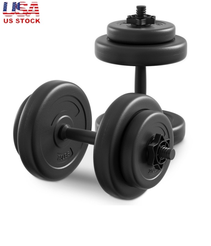 Photo 1 of *Missing clip*Adjustable Dumbbell Set 40 lbs Ergonomic Handles Vinyl Weight Plates Pair New