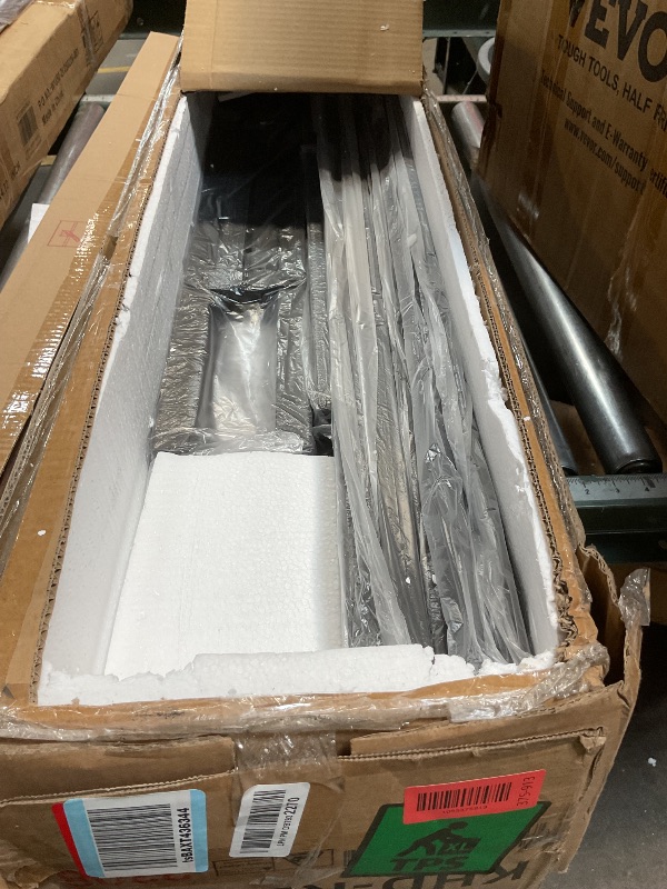 Photo 1 of *missing hardware*VECELO Full Size Bed Frame with Headboard, Heavy-Duty Platform Bedframe with Metal Slats Support, No Box Spring Needed, Easy Assembly, Black & Brown