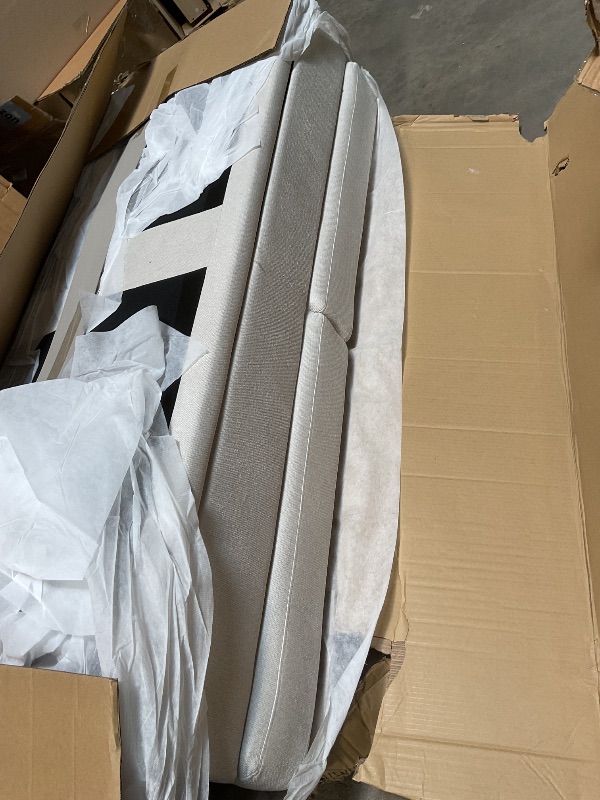 Photo 1 of *minor damged*Container Furniture Direct Miles Mid Century Modern Couch for Small Spaces, Living Rooms, Apartments, and Condos, 3 Seater Sofa with Reversible Back Pillows, 77" Wide, Beige