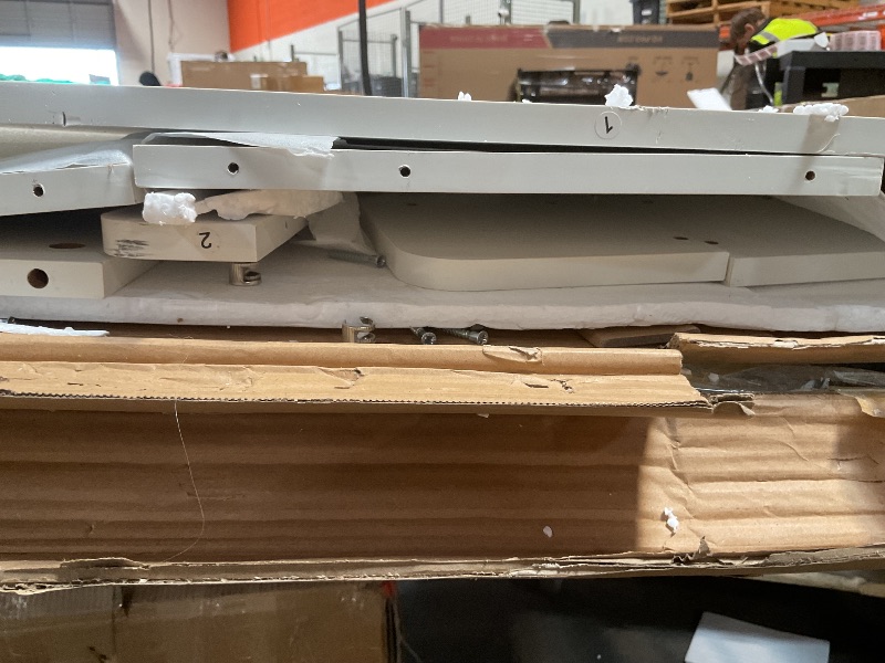 Photo 1 of *missing hardware*Corbyles 2-Tier Washer Dryer Countertop with 2.75"H Edge Rails, 54" W x 27.55" D Laundry Countertop for Folding Clothes, Washer and Dryer Topper with Non-Slip Pad (White)