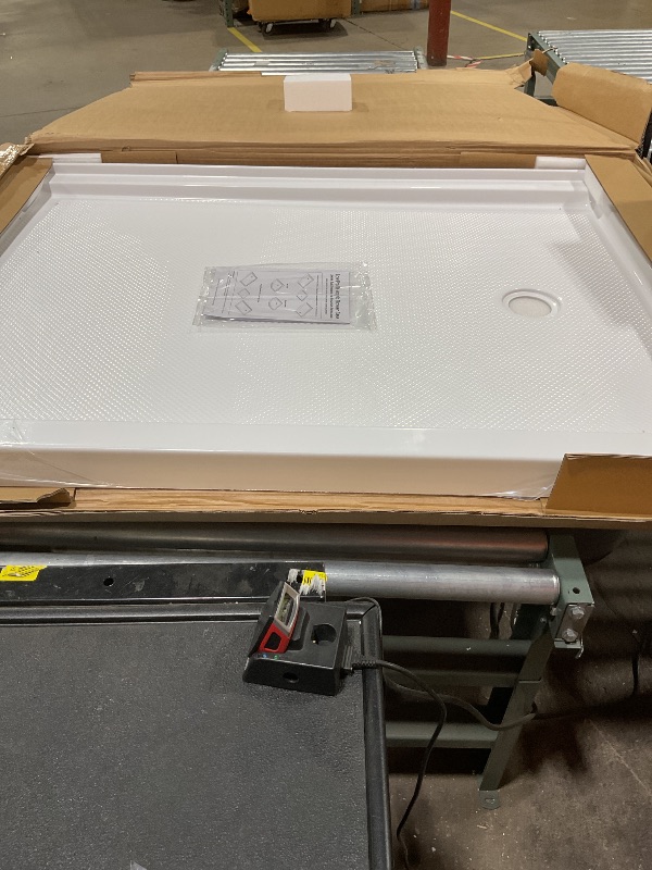 Photo 1 of *MINOR DAMAGE*DreamLine SlimLine 42 in. D x 60 in. W x 2 3/4 in. H Right Drain Single Threshold Shower Base in White