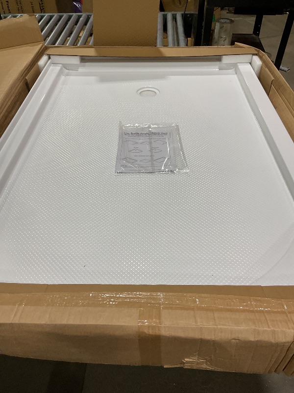 Photo 1 of *MINOR DAMAGE*DreamLine SlimLine 42 in. D x 60 in. W x 2 3/4 in. H Right Drain Single Threshold Shower Base in White