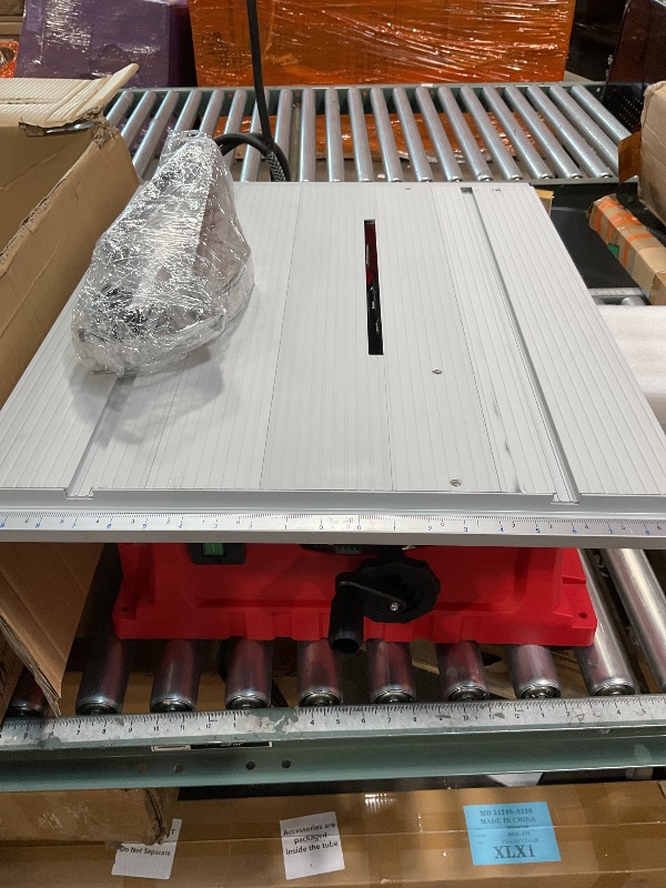 Photo 1 of 10 Inch Table Saw with Stand, 15 Amp 5000RPM Portable Saw, 90°Cross Cut & 0-45°Bevel Cut, Adjustable Depth, Multifunctional Table Saw for Woodworking, Metal, Plastic, Red