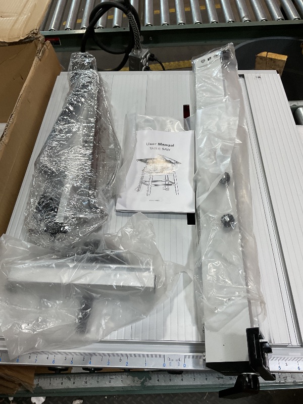 Photo 1 of 10 Inch Table Saw with Stand, 15 Amp 5000RPM Portable Saw, 90°Cross Cut & 0-45°Bevel Cut, Adjustable Depth, Multifunctional Table Saw for Woodworking, Metal, Plastic, Red