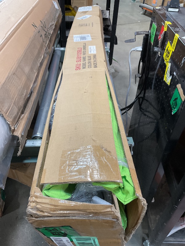 Photo 1 of **RODS ARE BENT**Sundale Outdoor Solar 104 LED 11 ft Patio Umbrella with Sand Bag Umbrella Base, Outdoor Umbrella with Tilt and Crank, green