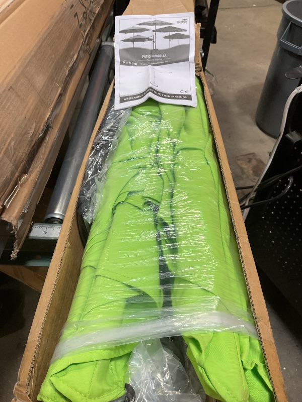 Photo 1 of **RODS ARE BENT**Sundale Outdoor Solar 104 LED 11 ft Patio Umbrella with Sand Bag Umbrella Base, Outdoor Umbrella with Tilt and Crank, green