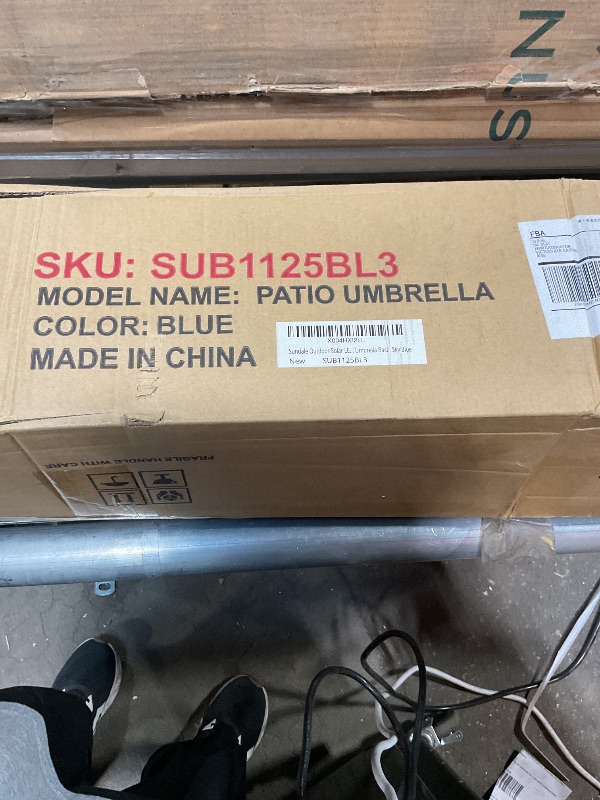 Photo 1 of **RODS ARE BENT**Sundale Outdoor Solar 104 LED 11 ft Patio Umbrella with Sand Bag Umbrella Base, Outdoor Umbrella with Tilt and Crank, green