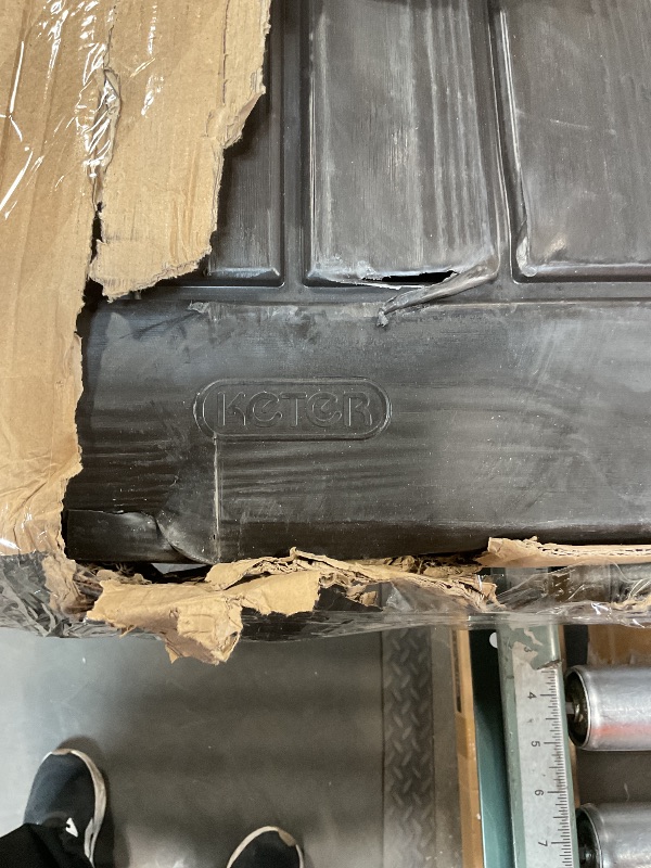 Photo 1 of *MINOR DAMAGE*Keter Westwood 150 Gallon Deck Box Organizer, Doubles as 2-Person Bench Seat, Brown – Large Resin Outdoor Storage and Seating with Lockable Lid for Garden, Pool, and Patio