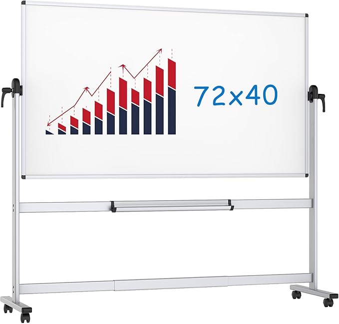 Photo 1 of *PICTURE FOR REFERENCE*VIZ-PRO Double-Sided Magnetic Mobile Whiteboard, 72 x 40 Inches, Rolling Dry Erase Board Easel Stand on Wheels with Aluminium Frame for School Office Home