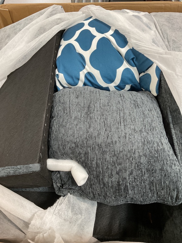 Photo 1 of *LEFT ARM CHAIR ONLY*YOPTO 127" L-Shaped Sectional Couch with Movable Ottoman&6 Throw Pillows,7 Seat Chenille Upholstered Sofa W/2 Cup Holder,USB Port&Hidden Storage Box,DIY Combination,for Living Room,Apartment,Dark Gray