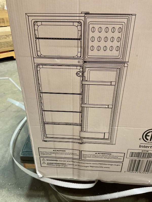 Photo 1 of **MAJOR DAMAGE TO LEFT SIDE POSSIBLY FOR PARTS/ UNTESTED** Frigidaire Retro Apartment Size Refrigerator with Top Freezer - 2 Door Fridge with 7.5 Cu Ft of Storage Capacity, Adjustable Spill-Proof Shelves, Door & Crisper Bins, Azure