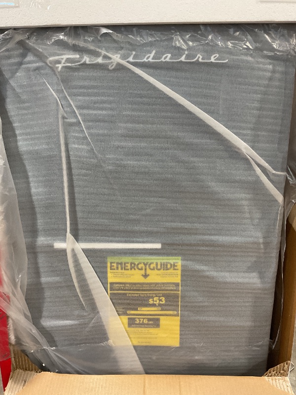 Photo 1 of **MAJOR DAMAGE TO LEFT SIDE POSSIBLY FOR PARTS/ UNTESTED** Frigidaire Retro Apartment Size Refrigerator with Top Freezer - 2 Door Fridge with 7.5 Cu Ft of Storage Capacity, Adjustable Spill-Proof Shelves, Door & Crisper Bins, Azure