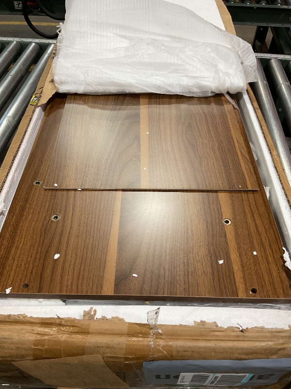 Photo 1 of **PARTIAL SET/ BOX 1 OF 2** Tribesigns 78.7-Inch Executive Desk, L-Shaped Desk with 55-Inch Cabinet, Large Office Desk with Storage Shelves, Modern Computer Desk for Home Office, White & Walnut