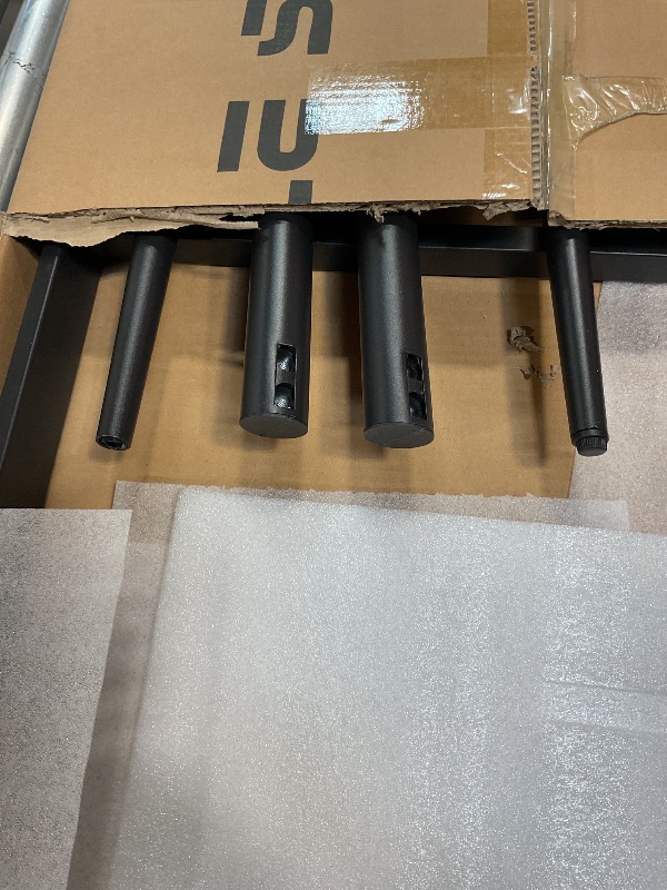 Photo 1 of *METAL LEGS ONLY*Dining Table, Sintered Stone Kitchen Table, 63" Grey Modern Rectangular Slate Patio Table with Metal Legs, Indoor Outdoor Stone Dining Table for Patio, Backyard, Scratch and Heat Resistant