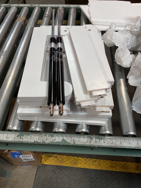 Photo 1 of *INCOMPLETE SET, PARTS ONLY*PVWIIK Queen Size Murphy Bed with Desk & Charging Station,Wall Bed Frame Folding into Cabinet Design w/Two Slide Storage Shelf for Small Space,Bedroom,Guest Room,White