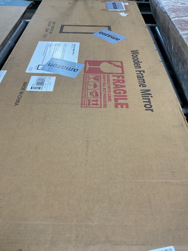 Photo 1 of ***MIRROR IS LOOSLY ATTACHED TO FRAMING*** Full Length Mirror with Wooden Frame, 65"X24" Solid Wood Standing Floor Mirror for Farmhouse, Bathroom, Bedroom, Hanging or Leaning Wall-Mounted