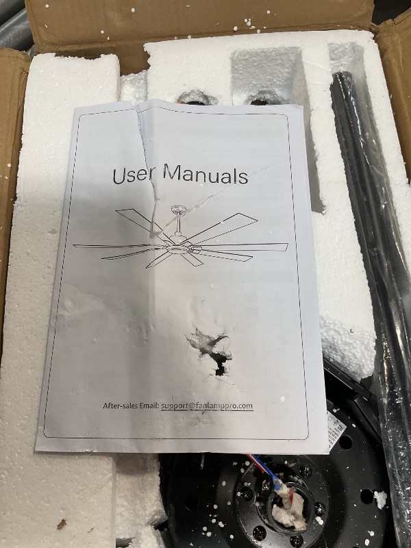 Photo 1 of **FOR PARTS ONLY/ NON-FUNCTIONAL (MISSING PIECES & HAS BROKEN ONES) ** ZMISHIBO 62 inch Large Ceiling Fans with Lights and Remote, Indoor/Outdoor Black Modern Ceiling Fan for Kitchen Living Room Patio, 6 Speed Reversible Quiet DC Motor, 3 CCT, Dual Finish