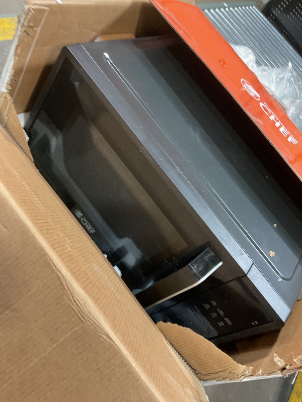 Photo 1 of *FOR PARTS ONLY* COMMERCIAL CHEF 0.9 Cubic Foot Microwave with 10 Power Levels, Small Microwave with Grip Handle, 900W Countertop Microwave with Digital Display, Door Lock and Kitchen Timer, Black