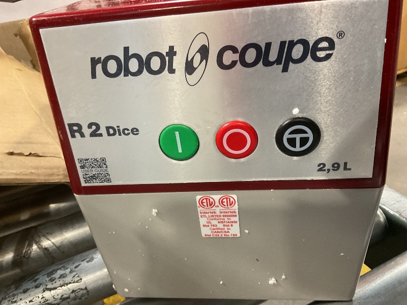 Photo 1 of *used/minor damaged*Robot Coupe R2CLRDICE, Combination Food Processor with 3 Quart Clear Polycarbonate Bowl, 4 Stainless Discs, Pulse Control, 120v, 1725 RPM, Vegetable Chopper, Gray/Red, Commercial Kitchen Use