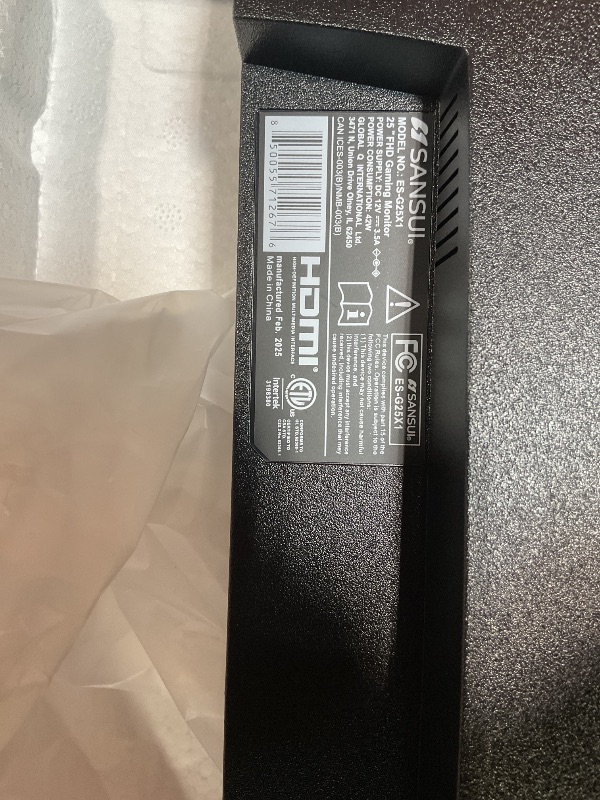 Photo 1 of **POSSIBLY FOR PARTS DOESN'T FUNCTION PROPERLY** SANSUI 24.5 Inch 200Hz Gaming Monitor, FHD 1080P Fast IPS PC Gaming Monitor, 2 x HDMI2.0, 1 x DP1.4, FreeSync,128% sRGB HDR VESA Mountable (ES-G25X1, One HDMI Cable Included)