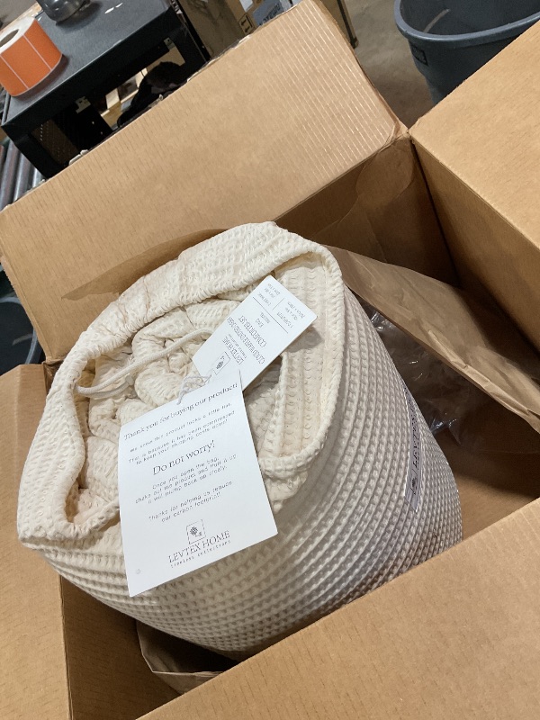Photo 1 of * UNKNOWN IF PILLOW SHAMS INCLUDED * Levtex Home Cloud Waffle King/Cal King Comforter Set (106x94in) with 2 Pillow Shams (36x20in) - Solid Waffle Cotton Texture - Undyed Cream - Cotton King Size Comforter Set - Soft, Pre-Washed