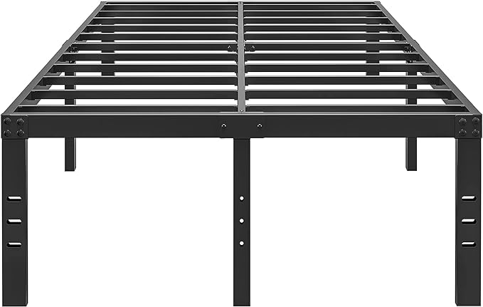 Photo 1 of **WHITE**18 Inch Metal Full Size Bed Frame No Box Spring Needed - Easy Assembly Heavy Duty Noise Free Narrow Bedframes - Double Black Basic Steel Slats Platform with Storage
