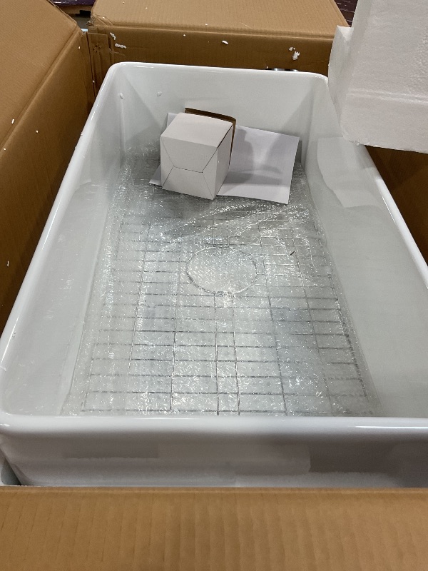 Photo 1 of ?Miuara Farmhouse Sink 33 Inch - Apron Front Kitchen Sink Reversible 33"x18"x10", Undermount Installation, Farm House Style Single Bowl, Solid Fireclay, Glossy White, for Kitchen