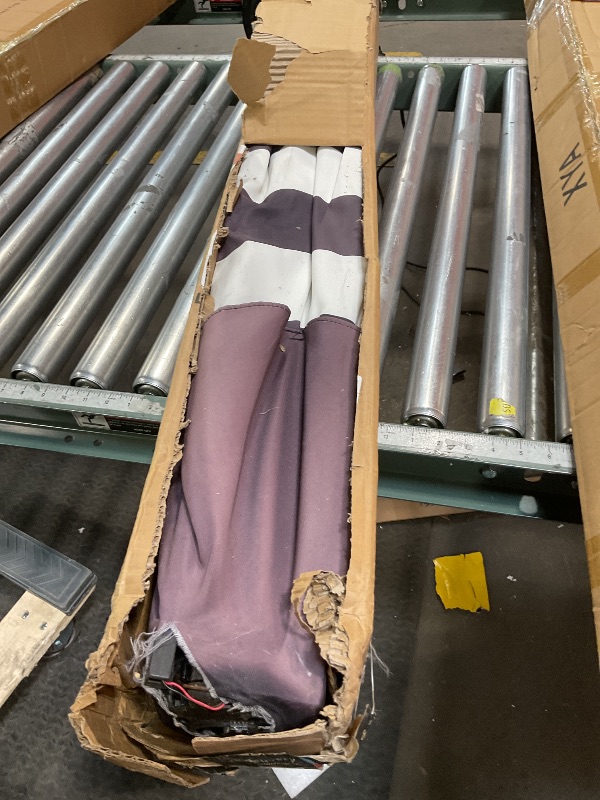 Photo 1 of *major damaged*Midtown Umbrellas 10-Year-No-Fade - 9 Ft - UV Proof Purple Stripe Polyester Fabric - Umbrella Outdoor Patio, Auto-Tilt Aluminum Frame Patio Umbrella for Garden, Pool & Deck - Black Pole